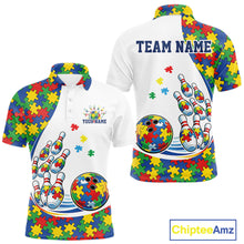 Load image into Gallery viewer, Custom Colorful Puzzles Autism Awareness Bowling Men Polo Shirt, Autism Acceptance Shirt IPHW11200