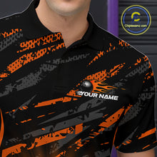 Load image into Gallery viewer, Custom Orange Camo Funny Flame Bowling Men Polo Shirts, Bowling Team League Shirt IPHW10091