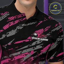 Load image into Gallery viewer, Custom Pink Camo Funny Flame Bowling Men Polo Shirts, Bowling Team League Shirt IPHW10093