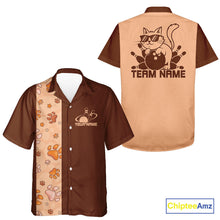 Load image into Gallery viewer, Custom Retro 50S Cat Bowling Button Up Shirt Men And Women, Vintage Cat Bowling Shirt IPHW10098