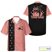 Load image into Gallery viewer, Custom Retro 50S Cat Bowling Button Up Shirt Men And Women, Vintage Cat Bowling Shirt IPHW10098