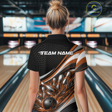 Load image into Gallery viewer, Custom Orange Flame Bowling Women Quarter-Zip Shirt, Bowling Team League Shirt Jerseys IPHW11228