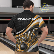 Load image into Gallery viewer, Custom Yellow Flame Bowling Men Quarter-Zip Shirt, Bowling Team League Shirt Bowler Jerseys IPHW11231