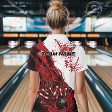 Load image into Gallery viewer, Custom Red Flame Bowling Women Quarter-Zip Shirt, Bowling Team League Shirt IPHW11242