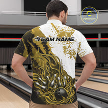 Load image into Gallery viewer, Custom Yellow Flame Bowling Men Quarter-Zip Shirt, Bowling Team League Shirt Bowler Jerseys IPHW11245