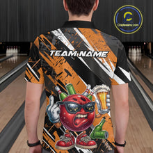 Load image into Gallery viewer, Custom Funny Bowling Ball Drink Beer Bowling Men Polo Shirt, Grunge Orange Team Shirt IPHW10118