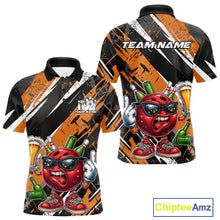 Load image into Gallery viewer, Custom Funny Bowling Ball Drink Beer Bowling Men Polo Shirt, Grunge Orange Team Shirt IPHW10118