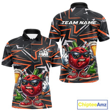 Load image into Gallery viewer, Custom Funny Bowling Ball Drink Beer Bowling Men Polo Shirt, Orange Bowling Team Shirt IPHW10121