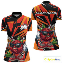 Load image into Gallery viewer, Custom Funny Bowling Ball Drink Beer Bowling Women Quarter-Zip Shirt, Orange Team Shirt IPHW10122