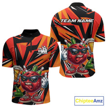 Load image into Gallery viewer, Custom Funny Bowling Ball Drink Beer Bowling Men Quarter-Zip Shirt, Orange Bowling Team Shirt IPHW10122