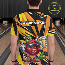 Load image into Gallery viewer, Custom Funny Bowling Ball Drink Beer Bowling Men Polo Shirt, Yellow Bowling Team Shirt IPHW10123