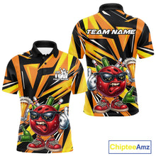 Load image into Gallery viewer, Custom Funny Bowling Ball Drink Beer Bowling Men Polo Shirt, Yellow Bowling Team Shirt IPHW10123