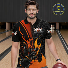 Load image into Gallery viewer, Custom Orange Flame Bowling Pattern Bowling Men Polo Shirt, Bowling Team League Shirt IPHW9883