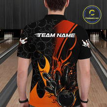 Load image into Gallery viewer, Custom Orange Flame Bowling Pattern Bowling Men Polo Shirt, Bowling Team League Shirt IPHW9883