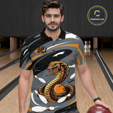Load image into Gallery viewer, Custom Gray And Yellow Cobra Snake Bowling Polo Shirt For Men, Cobra Bowling Team Jersey IPHW9892