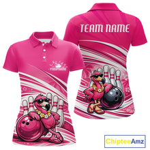 Load image into Gallery viewer, Funny Flamingo Custom Bowling Women Polo Shirt, Summer Vibe Bowling Tournament Shirt IPHW11023