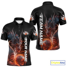 Load image into Gallery viewer, Custom Smoke Flame Dragon Bowling Polo Shirt For Men, Dragon Bowling Team Jerseys IPHW9904