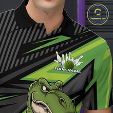 Load image into Gallery viewer, Custom Funny Green Bowling Dinosaur Bowling Men Polo Shirt, Bowling Team Shirt IPHW9927