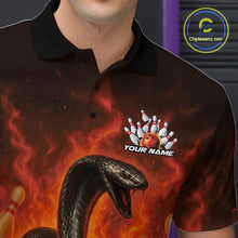 Load image into Gallery viewer, Custom Red Flame Black Mamba Snake Bowling Men Polo Shirt, Snake Bowling Team Jerseys IPHW10149