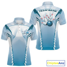 Load image into Gallery viewer, Custom Blue Bowling Team Jerseys, Bowling Uniform Bowling League Polo Shirts For Men IPHW9935