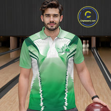 Load image into Gallery viewer, Custom Green Bowling Team Jerseys, Bowling Uniform Bowling League Polo Shirts For Men IPHW9938