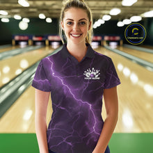 Load image into Gallery viewer, Custom Purple Lightning Cobra Bowling Women Polo Shirt, Bowling Tournament Team Shirt IPHW11078