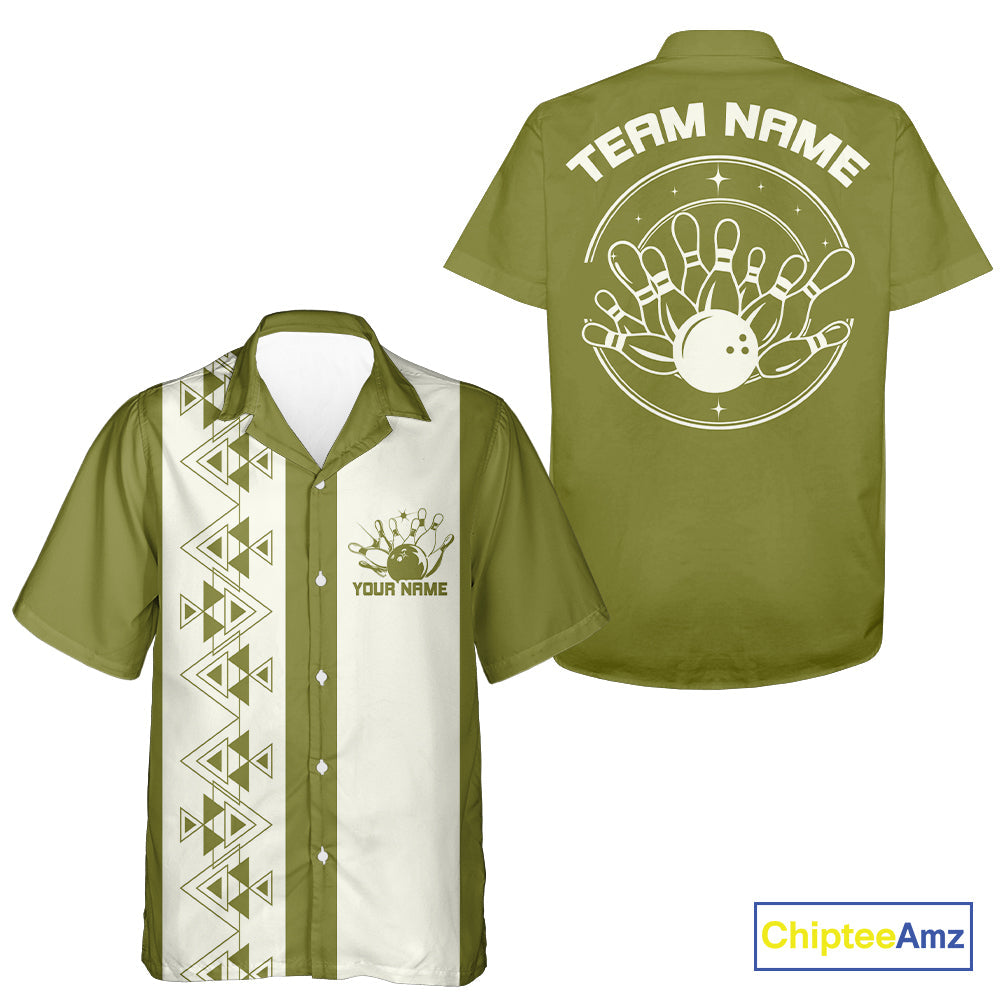 Custom Vintage Retro Style Tribal Bowling Team Hawaiian Shirts, Bowlers Outfit IPHW10082