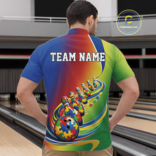 Load image into Gallery viewer, Custom Colorful Puzzles Autism Awareness Bowling Men Quarter-Zip Shirt, Autism Acceptance Shirt IPHW11204