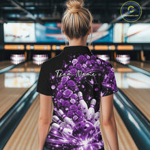 Load image into Gallery viewer, Custom Beautiful Purple Roses And Butterfly Women Bowling League Team Shirt IPHW10890