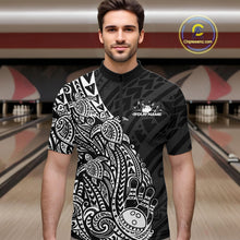 Load image into Gallery viewer, Custom Black And White Polynesian Tribal Turtle Bowling Men Quarter-Zip Team Shirts Outfit IPHW10977