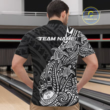 Load image into Gallery viewer, Custom Black And White Polynesian Tribal Turtle Bowling Men Quarter-Zip Team Shirts Outfit IPHW10977