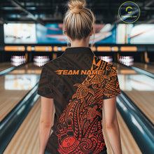 Load image into Gallery viewer, Custom Red Orange Polynesian Tribal Turtle Bowling Women Polo Team Shirts Outfit IPHW10981