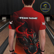 Load image into Gallery viewer, Custom Black And Red Flame Bowling Team Men Polo Shirt, Bowling Tournament Shirt IPHW9868