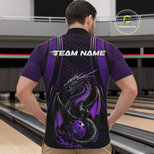 Load image into Gallery viewer, Custom Black And Purple Flame Dragon Bowling Jerseys, Dragon Bowling Team Men Quarter-Zip Shirt IPHW9907