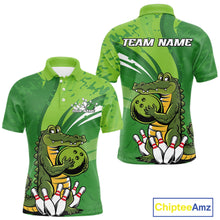 Load image into Gallery viewer, Custom Funny Alligator Bowling Tournament Team Jerseys, Alligator Bowling Men Polo Shirt IPHW9925