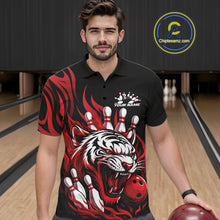 Load image into Gallery viewer, Custom Black And Red Tiger Men Bowling Jerseys, Tiger Bowling Team League Shirt IPHW10160