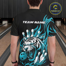 Load image into Gallery viewer, Custom Black And Blue Tiger Men Bowling Jerseys, Tiger Bowling Team League Shirt IPHW10161