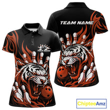 Load image into Gallery viewer, Custom Black And Orange Tiger Women Bowling Jerseys, Tiger Bowling Team League Shirt IPHW10162