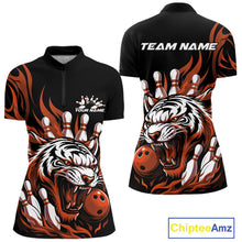 Load image into Gallery viewer, Custom Black And Orange Tiger Women Bowling Jerseys, Tiger Bowling Team League Shirt IPHW10162