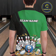 Load image into Gallery viewer, Custom Green Funny Bowling Men Polo Shirts, Bowling And Beer Party Bowlers Outfit IPHW10819