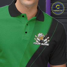 Load image into Gallery viewer, Custom Green Funny Bowling Men Polo Shirts, Bowling And Beer Party Bowlers Outfit IPHW10819