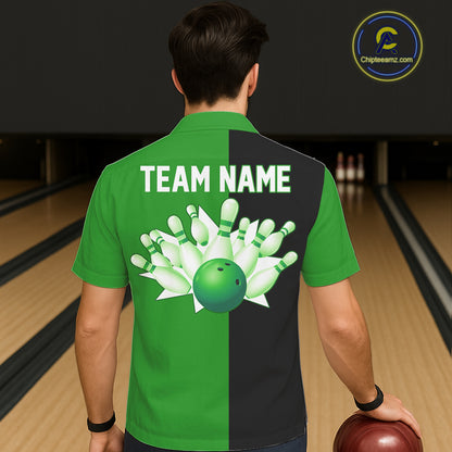 Green and Black retro vintage Bowling Hawaiian Shirt custom Bowling team jerseys NQS11564