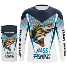 Load image into Gallery viewer, Personalized Largemouth Bass fishing Tournament Long Sleeve Fishing Shirts, Bass Fishing Jersey | Blue NQS9224