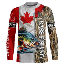 Load image into Gallery viewer, Bass Fishing Canada Flag Camo Custom name All over print shirts - personalized fishing gifts NQS541