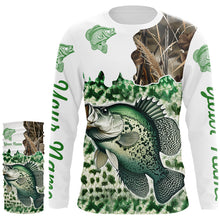 Load image into Gallery viewer, Personalized Crappie Fishing jerseys green scales camo Long Sleeve Fishing sun protection shirts NQS3724