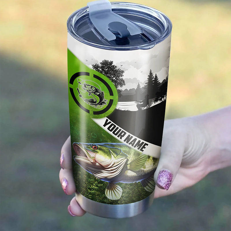 1PC Largemouth Bass Fishing Tumbler green camo Customize Tumbler Cup - Personalized fishing gift NQSD171