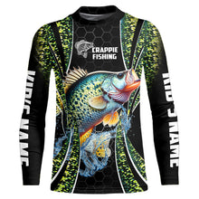 Load image into Gallery viewer, Crappie freshwater fishing black green scales Custom Name sun protection fishing jersey NQS3507