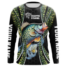 Load image into Gallery viewer, Crappie freshwater fishing black green scales Custom Name sun protection fishing jersey NQS3507