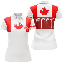 Load image into Gallery viewer, Womens golf polo shirts golf club Canadian flag patriot golf custom white golf shirt, golfing gift NQS6188