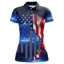 Load image into Gallery viewer, American Flag Universe patriotic Custom name Women Polo, Quarter Zip shirts - personalized gift NQS496